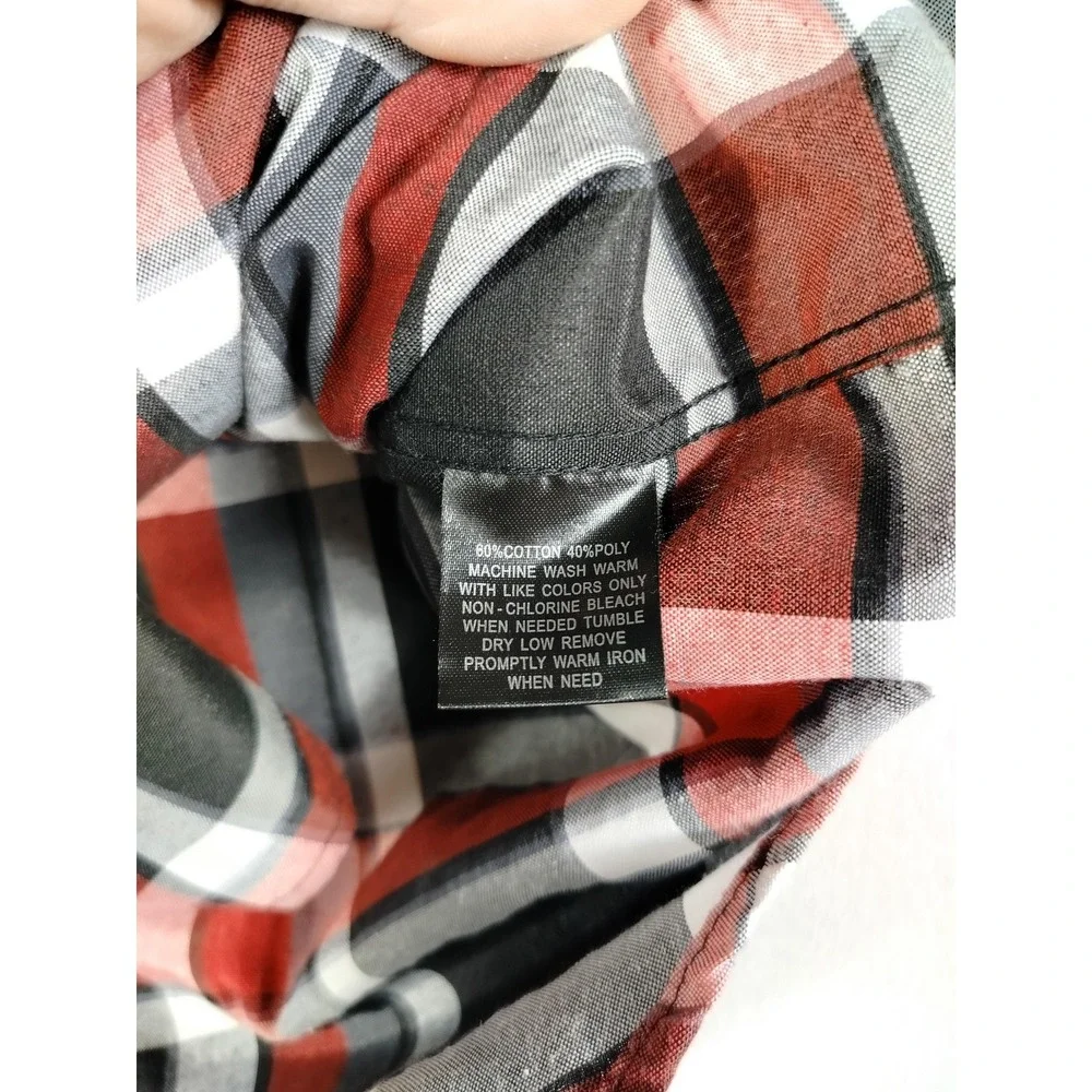 Brooklyn State Shirt Mens XL Red Plaid Short Sleeve Button Up Streetwear Summer